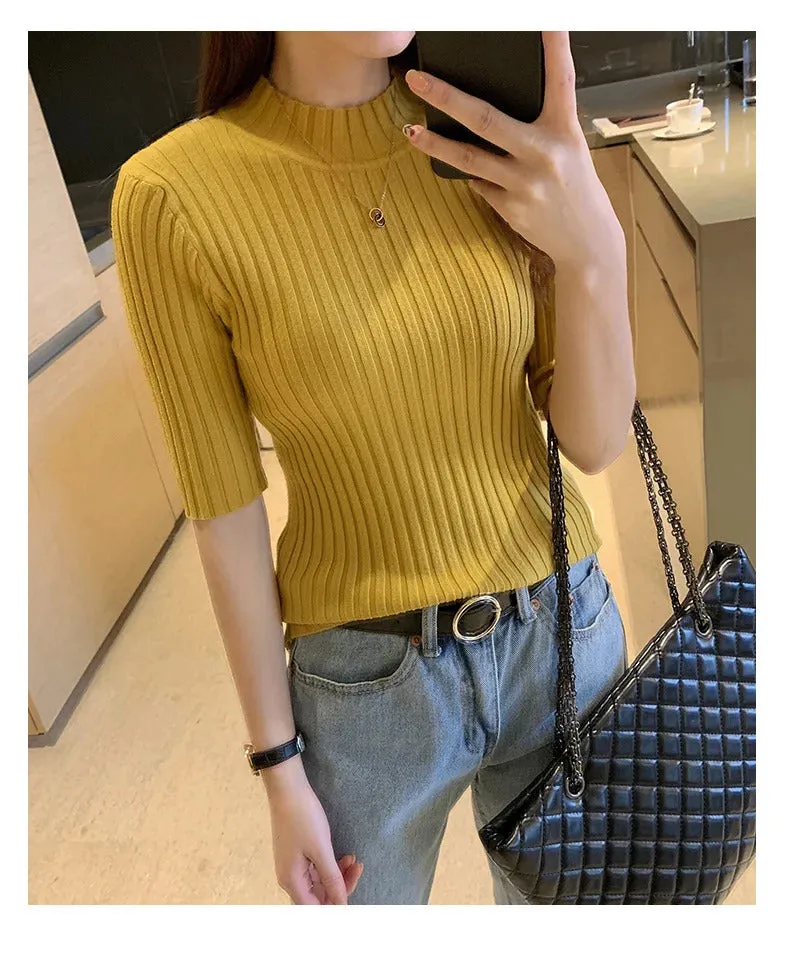 Blusas Mujer Blouses Top FemmeTops Women Blusas Mujer De Moda 2024 Verano Short Sleeve Knit Blouse Women Knitted Pullovers E525