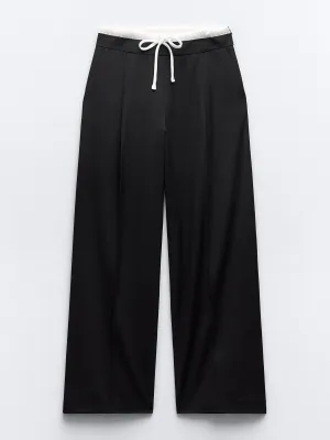 Contrast high-waist trousers
