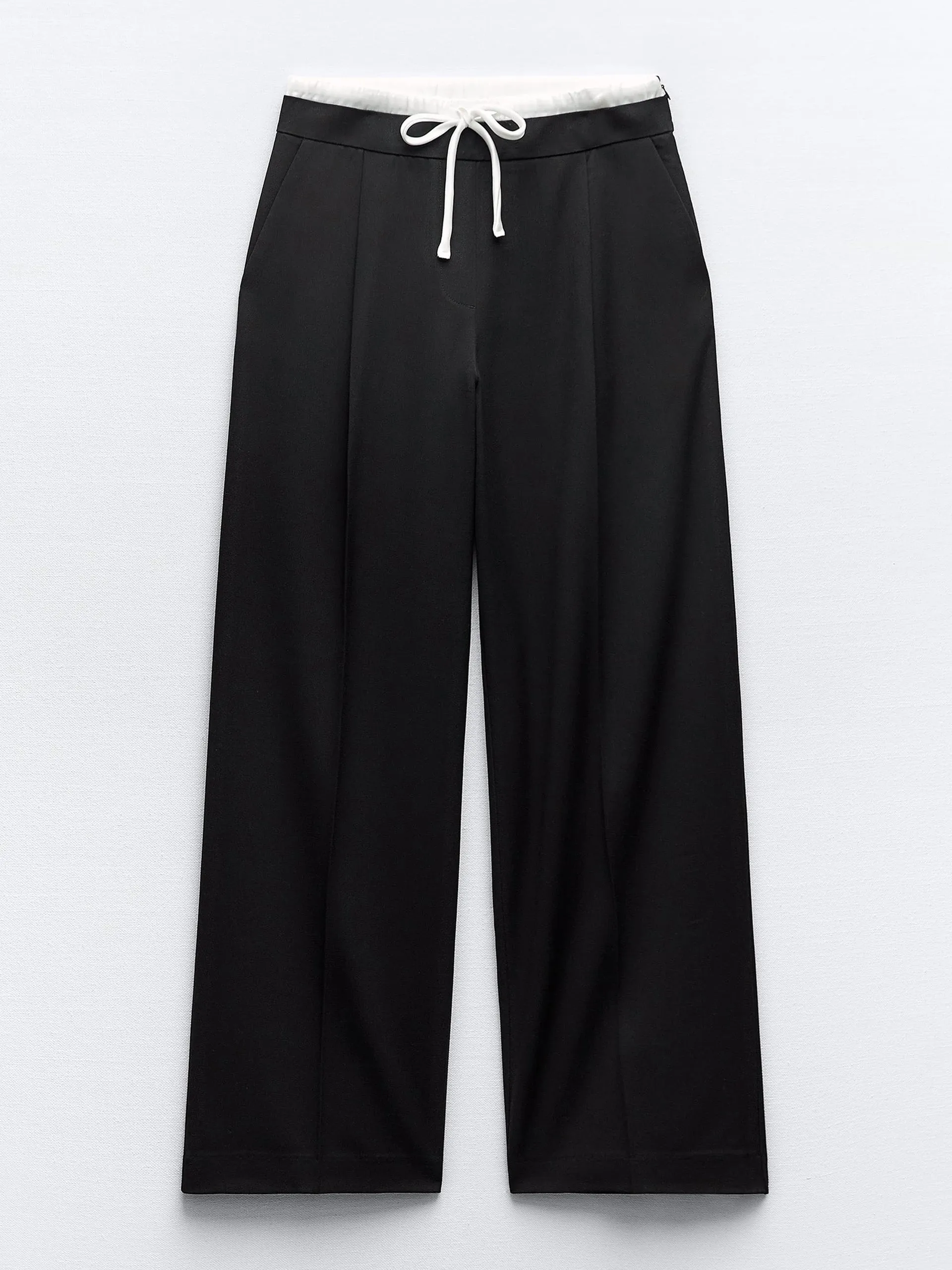Contrast high-waist trousers