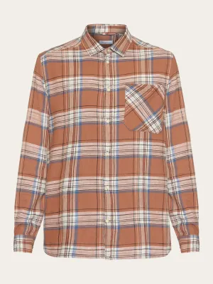 Loose checked shirt - GOTS/Vegan - Brown stripe