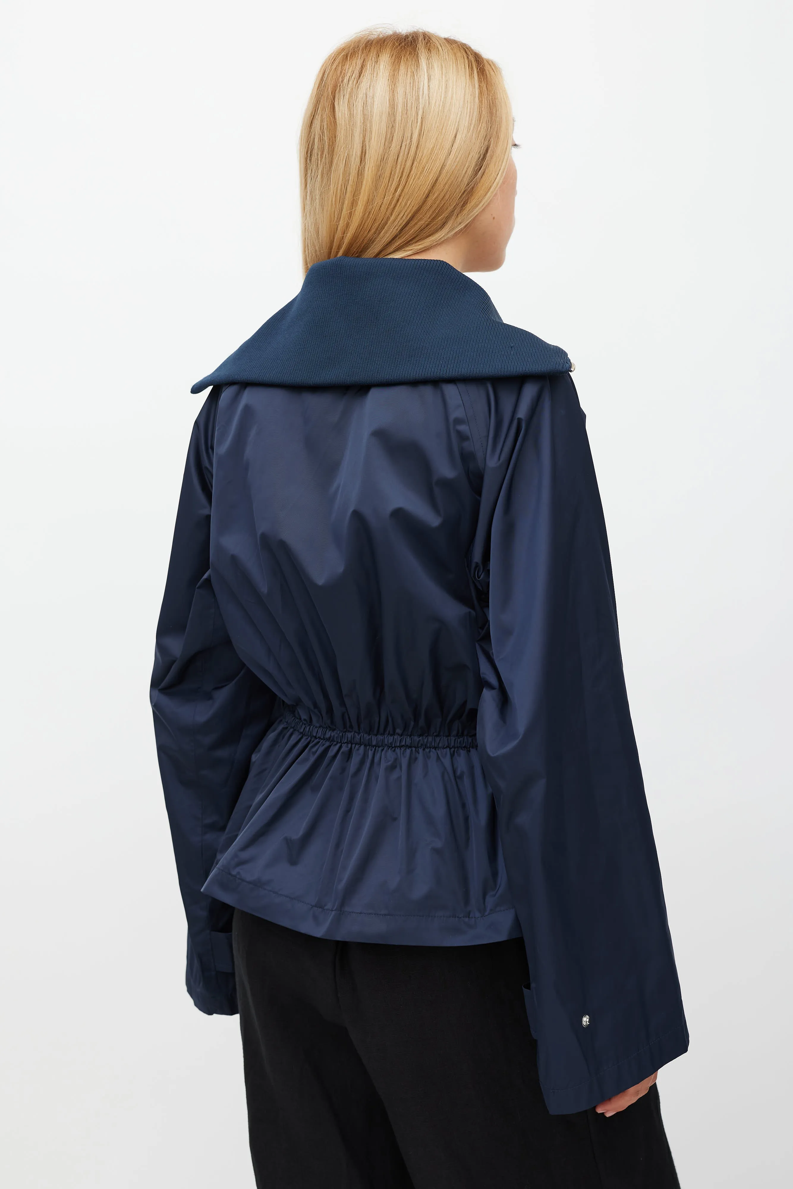 Navy Nylon Waist Tie Jacket
