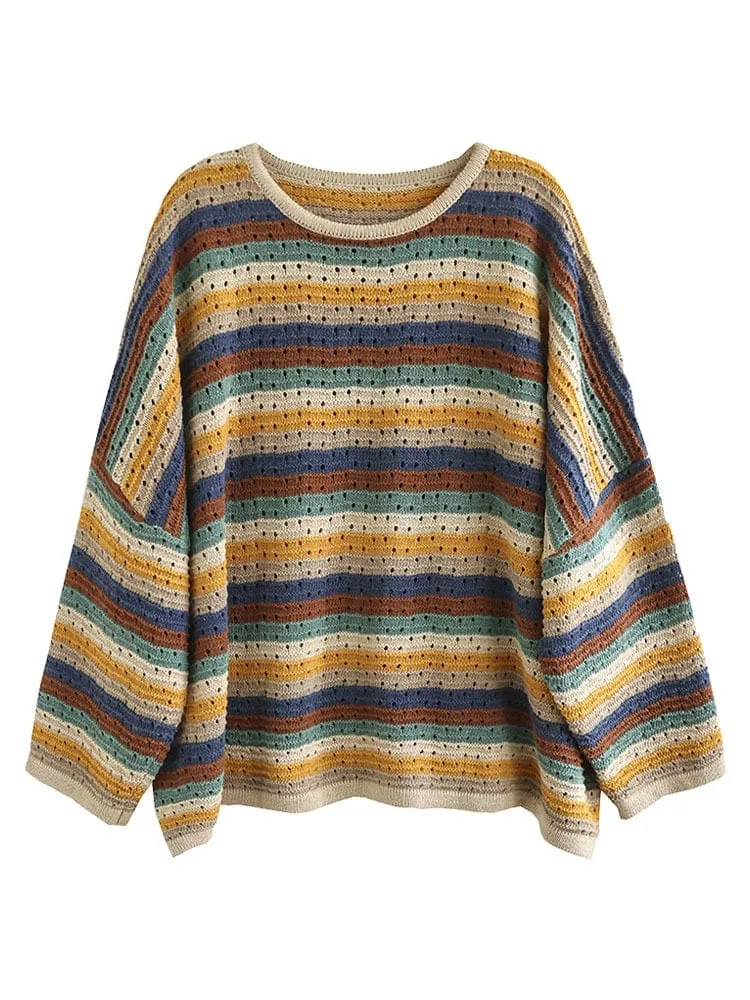 O-Neck Vintage Striped Sweater