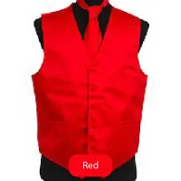 Red Mens Solid Vest
