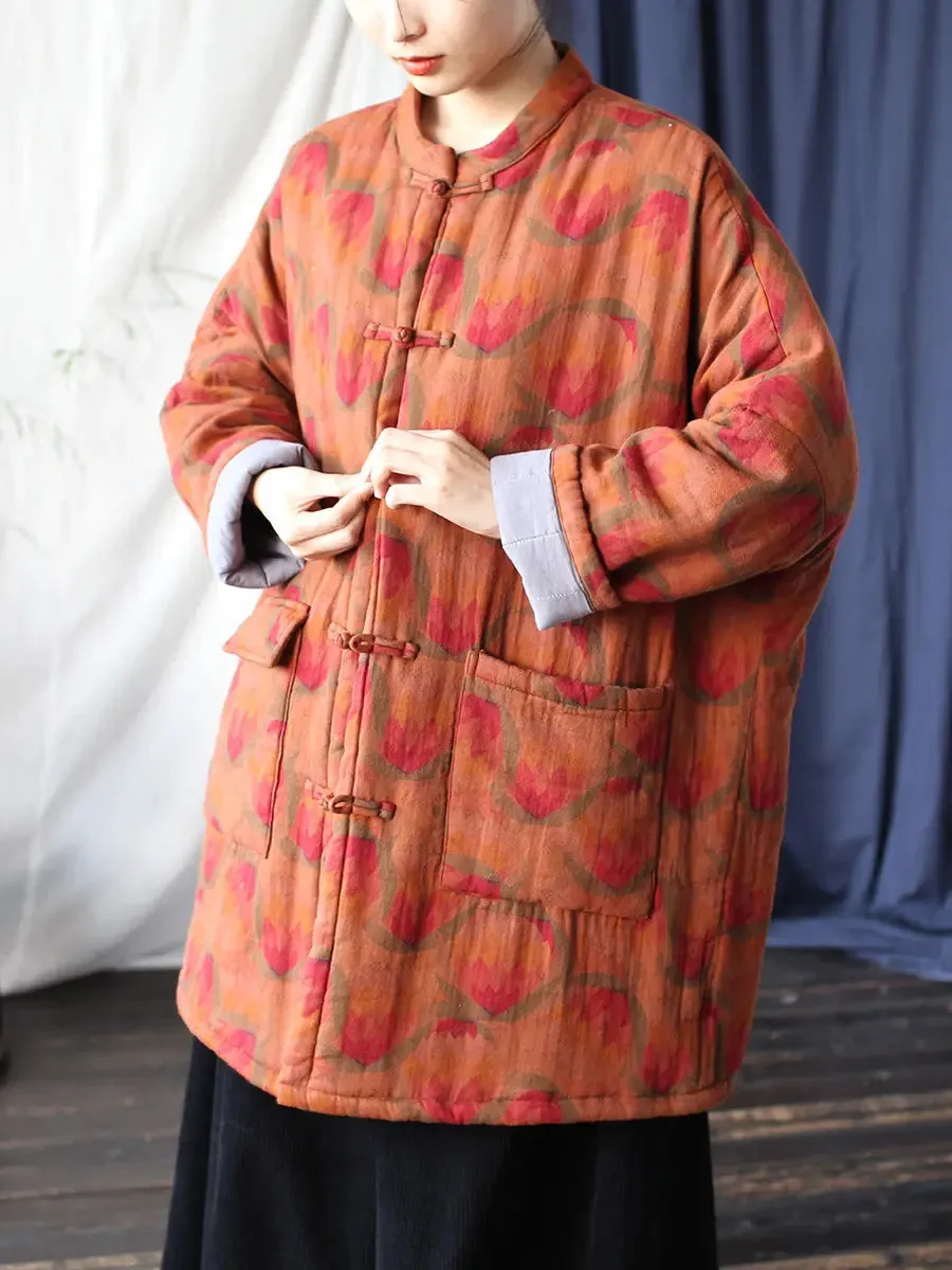Women Print Padded Cotton Coat