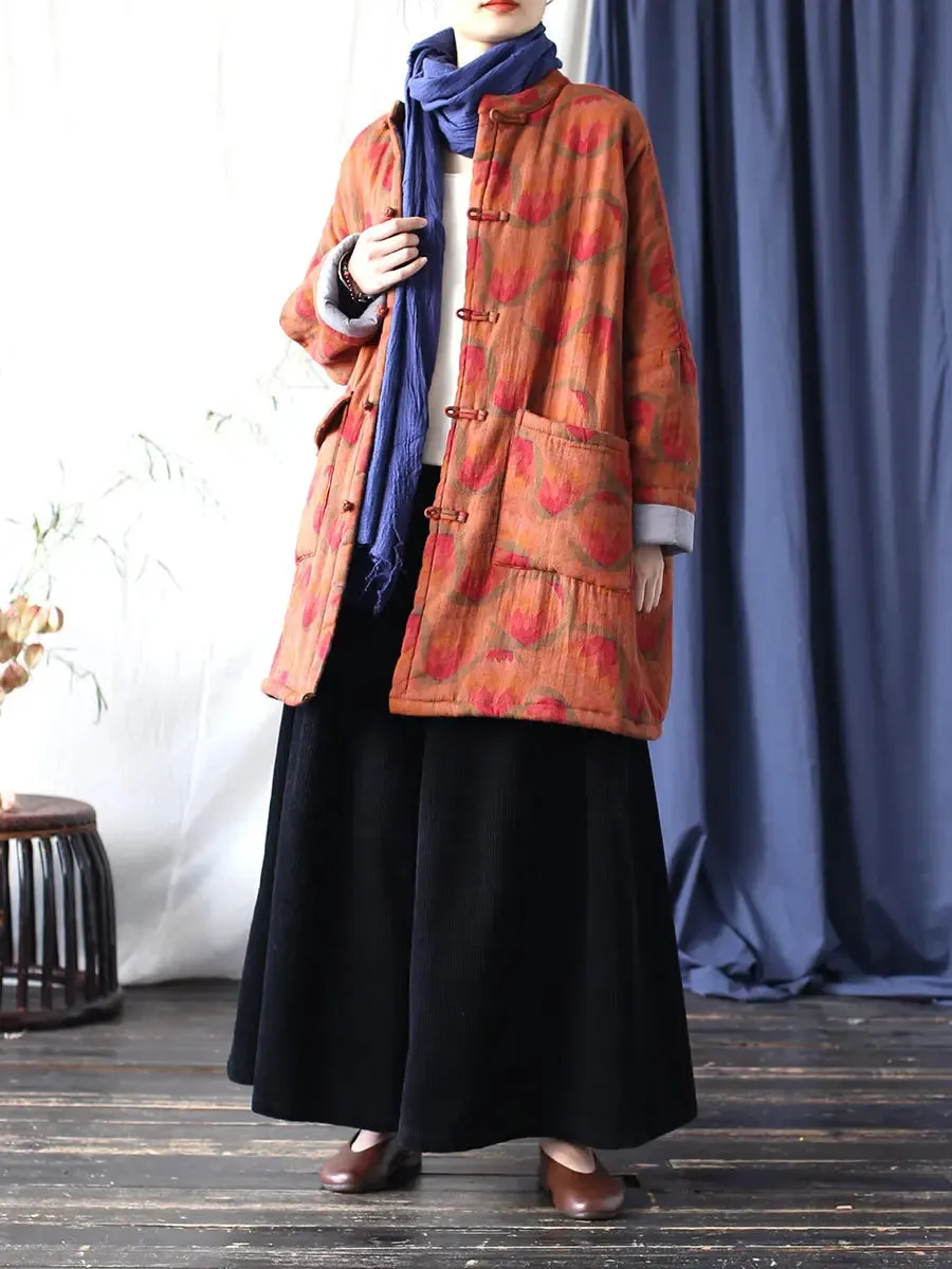 Women Print Padded Cotton Coat